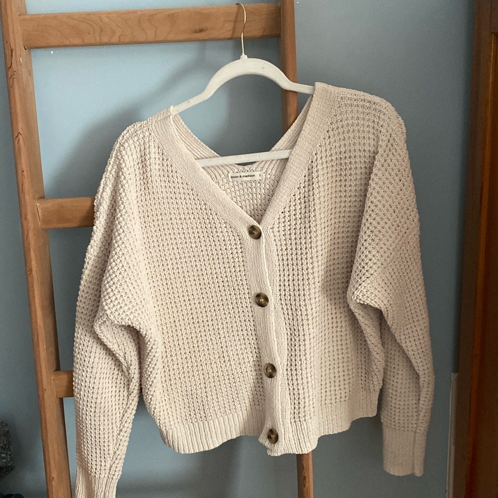 Moon & Madison Cream Cardigan, Size Large